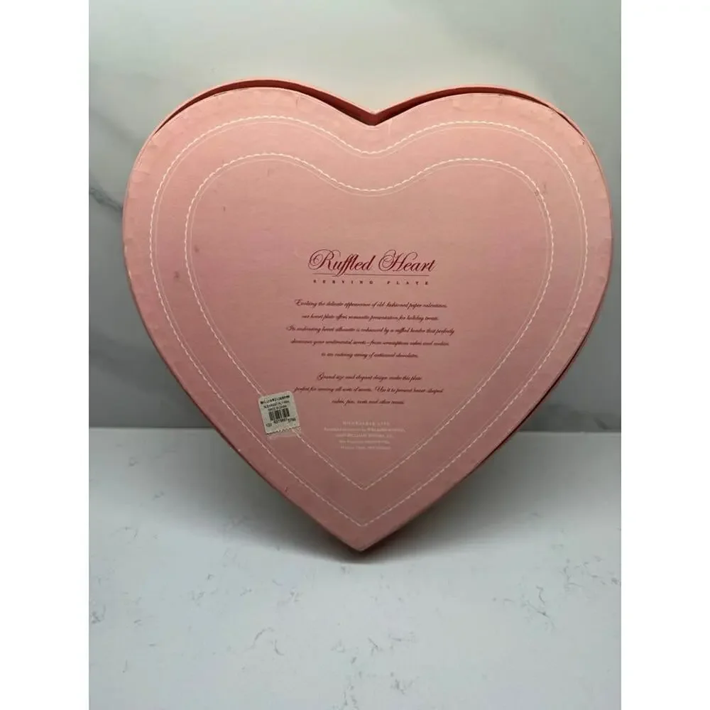 Williams Sonoma 2003 Limited Edition Pink Glass Heart Serving Plate w/ OG Box